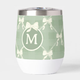 Coquette Bows Gingham Monogram Cream Sage Green 