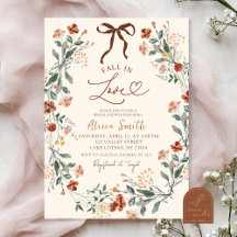 Coquette Fall in Love Bridal Shower Invitación