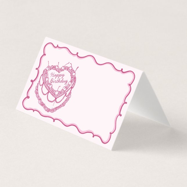Coquette Retro Rosa Cherry Cake Tarjeta de asiento (Anverso)