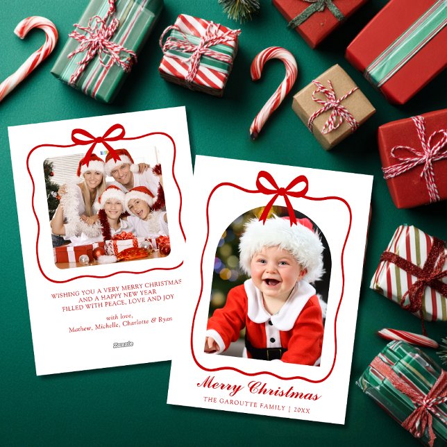 Coquette Ribbon Photo Arch Feliz Navidad (Coquette Ribbon Photo Arch Merry Christmas Holiday Card)