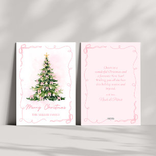 Coquette rosa Bow Árbol de Navidad Feliz Navidad