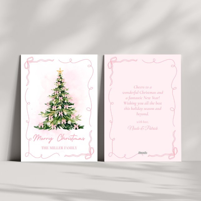 Coquette rosa Bow Árbol de Navidad Feliz Navidad (Subido por el creador)