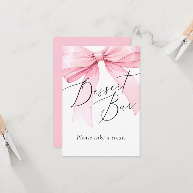 Coquette rosa Bow Desserbar Bridal Shower (Anverso/Reverso In Situ)