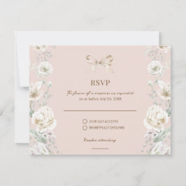 Coquette rosa Bow Floral Wedding RSVP
