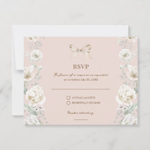 Coquette rosa Bow Floral Wedding RSVP