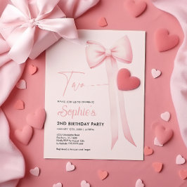 Coquette Rosa Bow Invitación a cumpleaños número 2