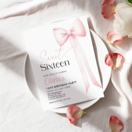 Coquette Rosa Bow Invitación a los 16 Años