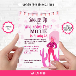 Coquette Western B-Day Invitación de Cowgirl Count