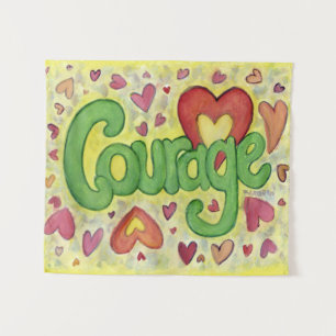 Coraje Corazón Palabra Arte Tapiz Decoración Pared