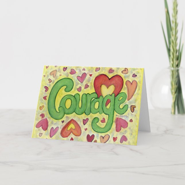 Coraje Corazón Palabra Arte Tarjeta de felicitació (Anverso)