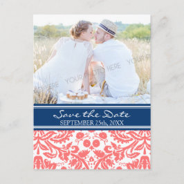 Coral Blue Photo Save the Date Boda Postales