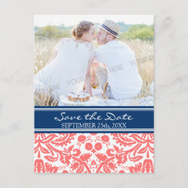 Coral Blue Photo Save the Date Boda Postales