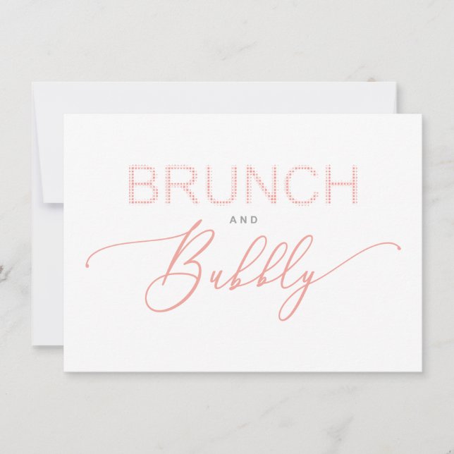 Coral Brunch  Bubbly Bridal Shower Typography (Anverso)