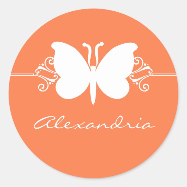 Coral Butterfly Swirls Pegatinas (Anverso)