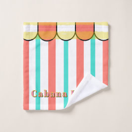 Coral Cabana con Volutas Turquesa Blanco Rayas