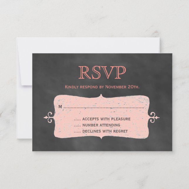 Coral Chalkboard RSVP (Reverso)