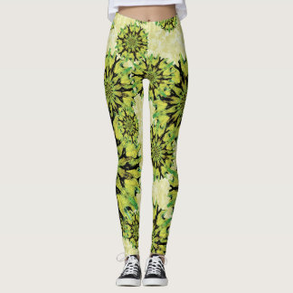 Coral Circles Tropical Green Leggings