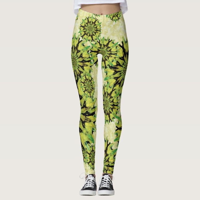 Coral Circles Tropical Green Leggings (Anverso)
