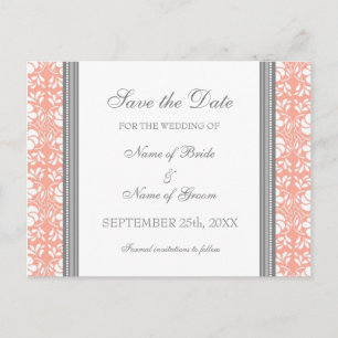 Coral Damask Guardar las postales del Boda de fech