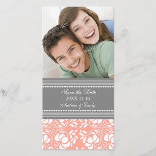 Coral Damask Guardar las tarjetas de fotos del Bod