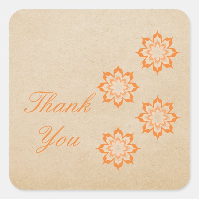 Coral Daring Floral Blooms Gracias Pegatinas (Anverso)