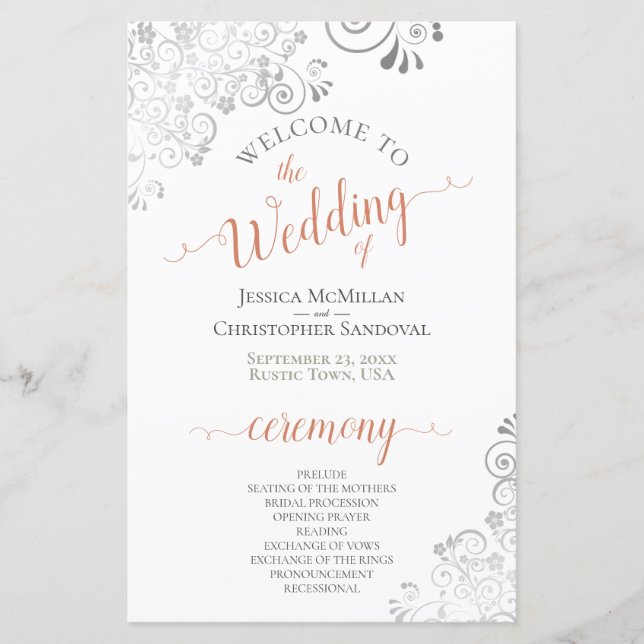 Coral de encaje plateado sobre el programa de matr (Anverso)