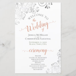 Coral de encaje plateado sobre el programa de matr