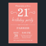 Coral de invitación a cumpleaños número 21<br><div class="desc">Invitación de cumpleaños 21 con fondo de coral. Cumpleaños de adultos. Invitar el cumpleaños de hombres o mujeres. 13. 15. 16. 18. 20. 21. 30. 40. 50. 60. 70. 80. 90. 100. Cualquier edad. Para más personalización, haga clic en el botón "Personalizar" y utilice nuestra herramienta de diseño para modificar...</div>
