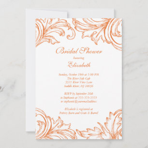 Coral de invitación a la ducha nupcial de Damasco 