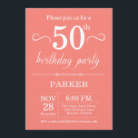 Coral de invitaciones de cumpleaños número 50<br><div class="desc">Invitación de cumpleaños 50 con fondo de coral. Cumpleaños de adultos. Invitar el cumpleaños de hombres o mujeres. 13. 15. 16. 18. 20. 21. 30. 40. 50. 60. 70. 80. 90. 100. Cualquier edad. Para más personalización, haga clic en el botón "Personalizar" y utilice nuestra herramienta de diseño para modificar...</div>