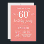 Coral de invitaciones de cumpleaños número 60<br><div class="desc">Invitación de cumpleaños 60 con fondo de coral. Cumpleaños de adultos. Invitar el cumpleaños de hombres o mujeres. 13. 15. 16. 18. 20. 21. 30. 40. 50. 60. 70. 80. 90. 100. Cualquier edad. Para más personalización, haga clic en el botón "Personalizar" y utilice nuestra herramienta de diseño para modificar...</div>