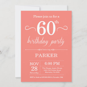 Coral de invitaciones de cumpleaños número 60