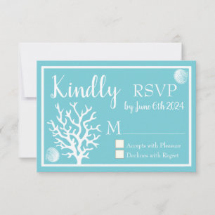 Coral de mar blanco costero y azul cian RSVP