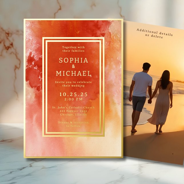 Coral de plantilla de fotografía de la invitación  (Subido por el creador)