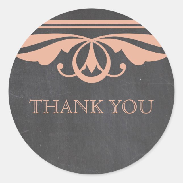 Coral Deco Chalkboard Gracias Pegatinas (Anverso)