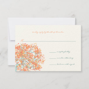 Coral deja a Aqua Blue Tree Wedding RSVP