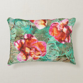 Coral Floral Turquesa - Almohada Vintage Boho