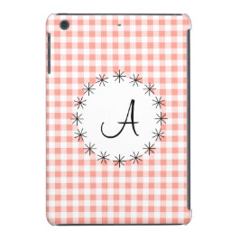 Coral Gingham Check 'Monograma' iPad Mini funda