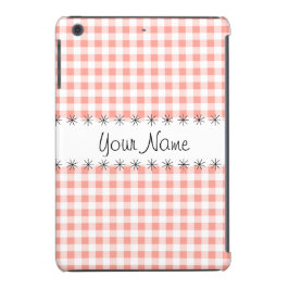 Coral Gingham Check 'Name' iPad Mini funda