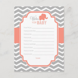 Coral Grey Chevron Elephant quiere tarjeta para be