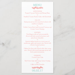 Coral Heart Aqua Beach Wedding Menú