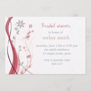 Coral ligero y invitación floral gris del encanto