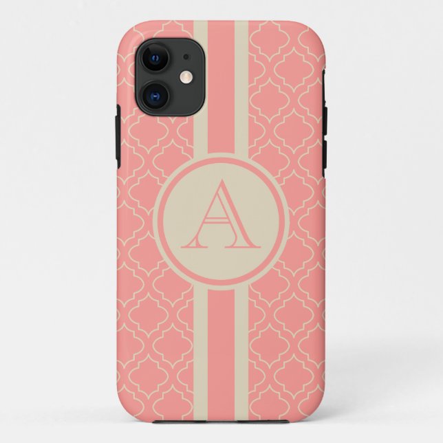 Coral Monogrammed iPhone 5 Funda (Reverso)