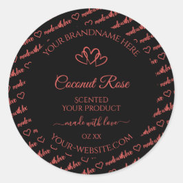 Coral negro Palabra roja Etiquetas de producto en 