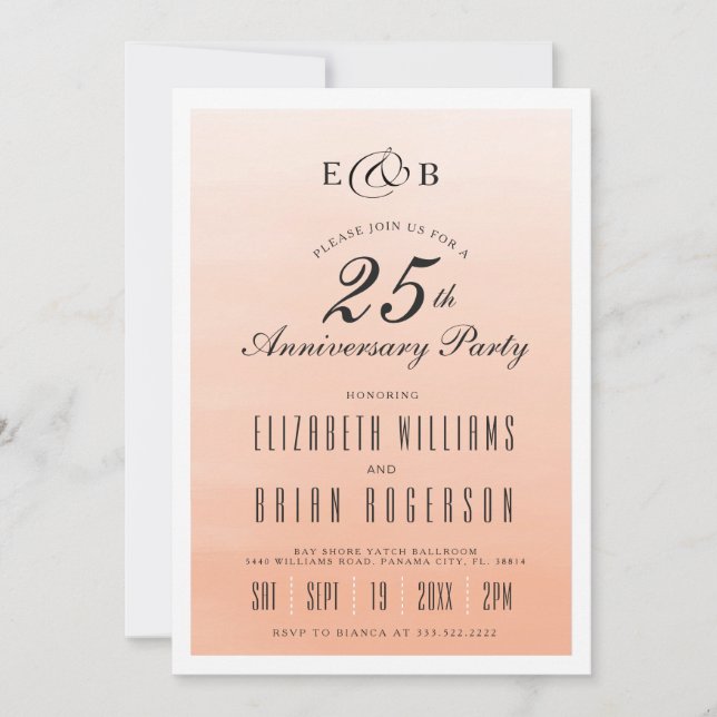 Coral Ombre | Invitación de Aniversario (Anverso)