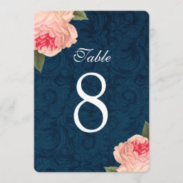 Coral Peonías y Números de Mesa Navy