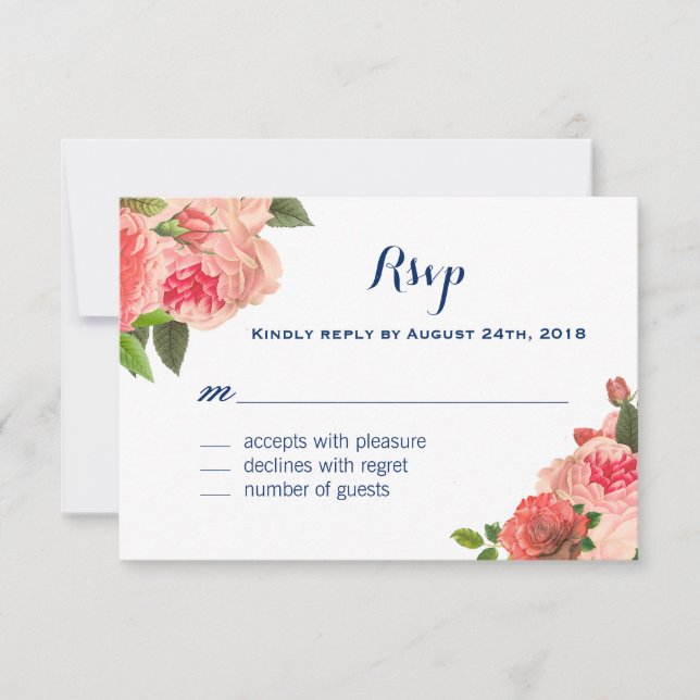 Coral Peonie escribe sobre las tarjetas RSVP de la (Anverso)