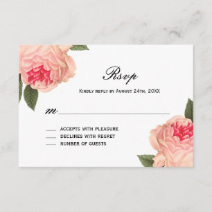 Coral Peonie romántico con tiras tarjetas RSVP