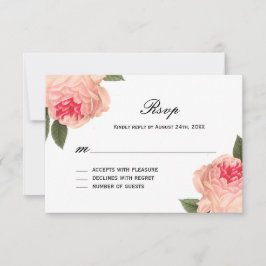 Coral Peonie romántico con tiras tarjetas RSVP