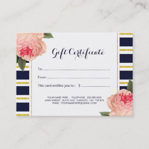 Coral Peonies y certificado de regalo de franjas d